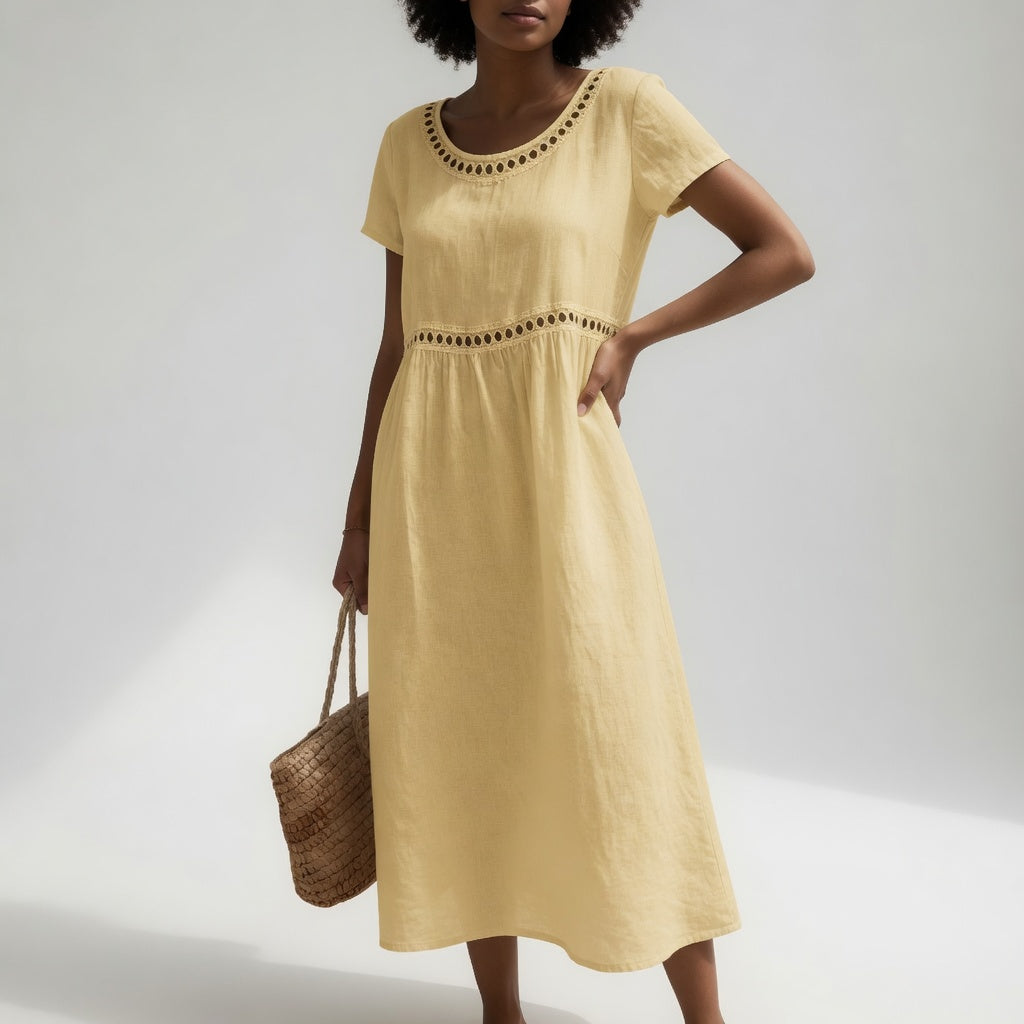 Embroidered Cotton Midi Dress