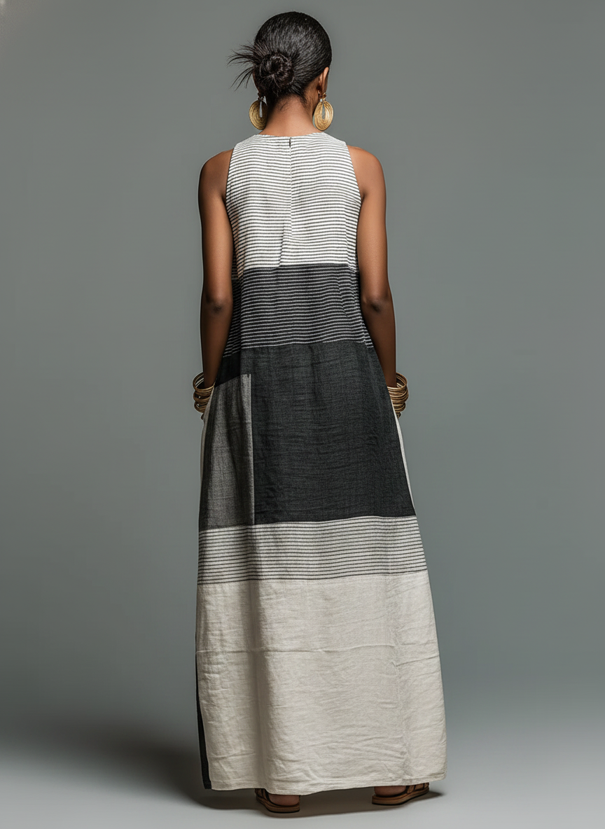 Sleeveless Striped Maxi Dress