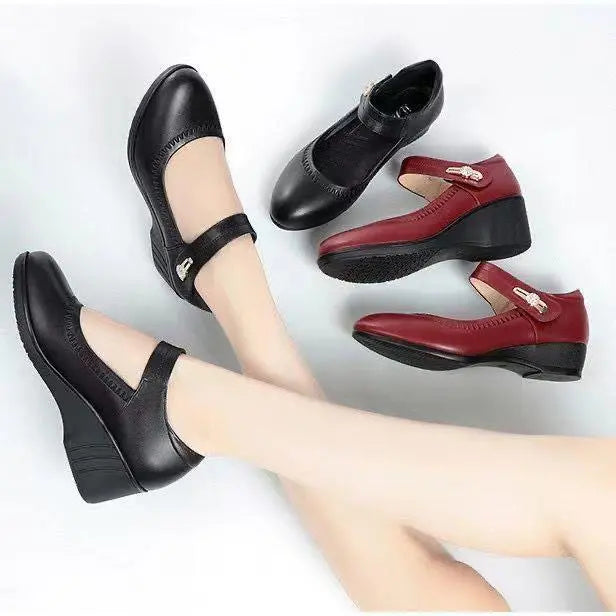 Elegant Mid-Heel Leather Shoes