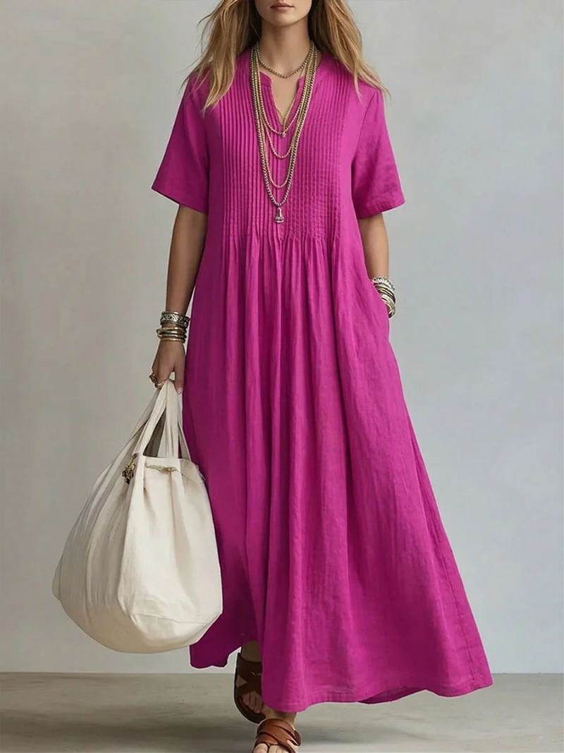 Pintuck Elegance Maxi Dress