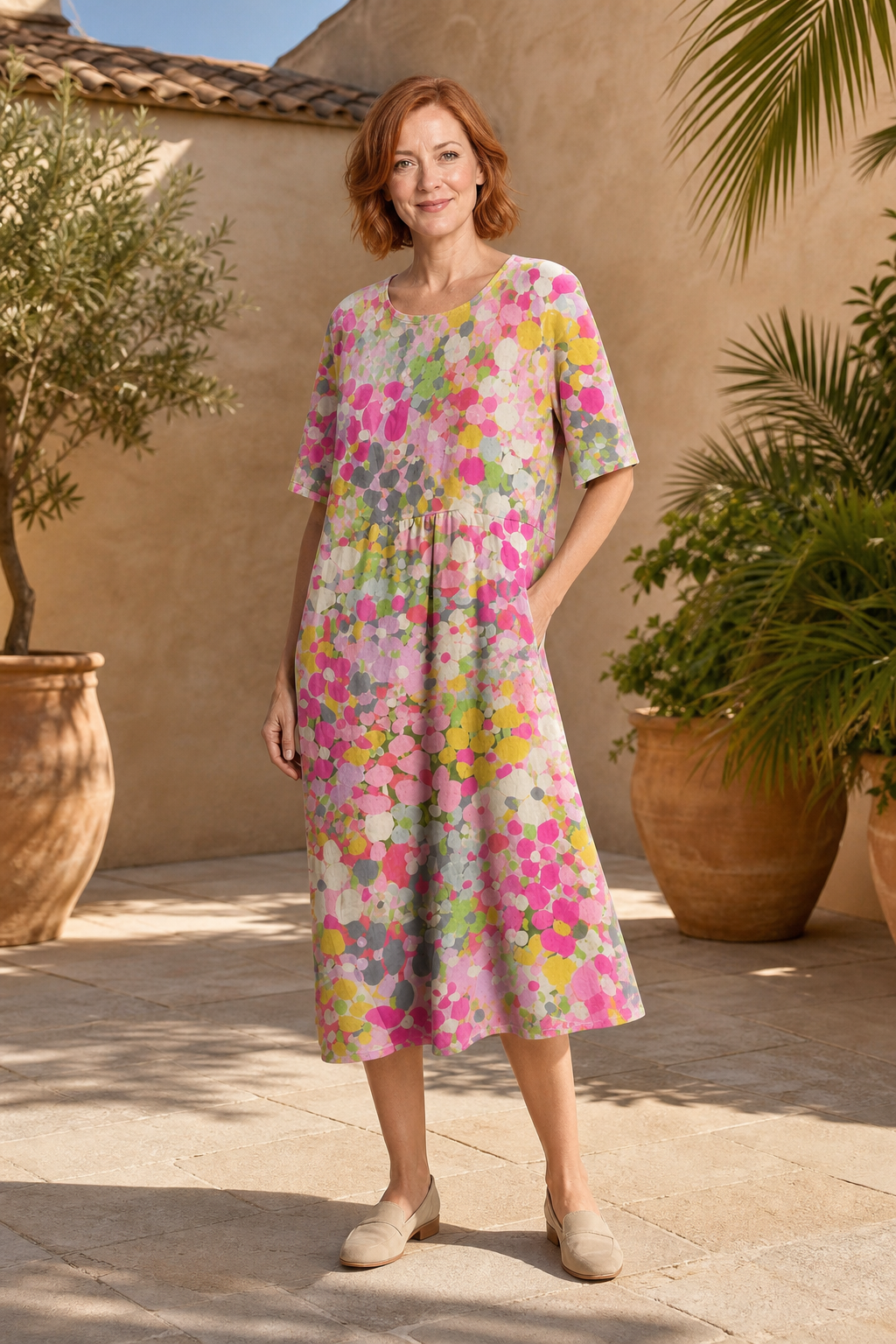 Floral Midi Dress with Flowing Design