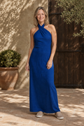 Elegant Crossover Halter Maxi Dress