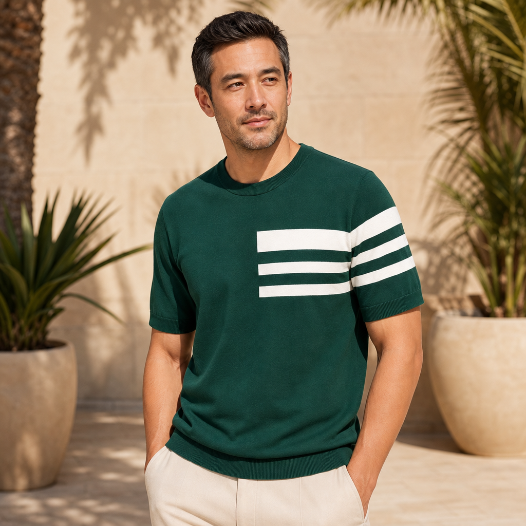 Striped Knit Cotton Tee