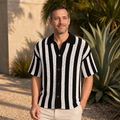 Striped Knit Polo Shirt