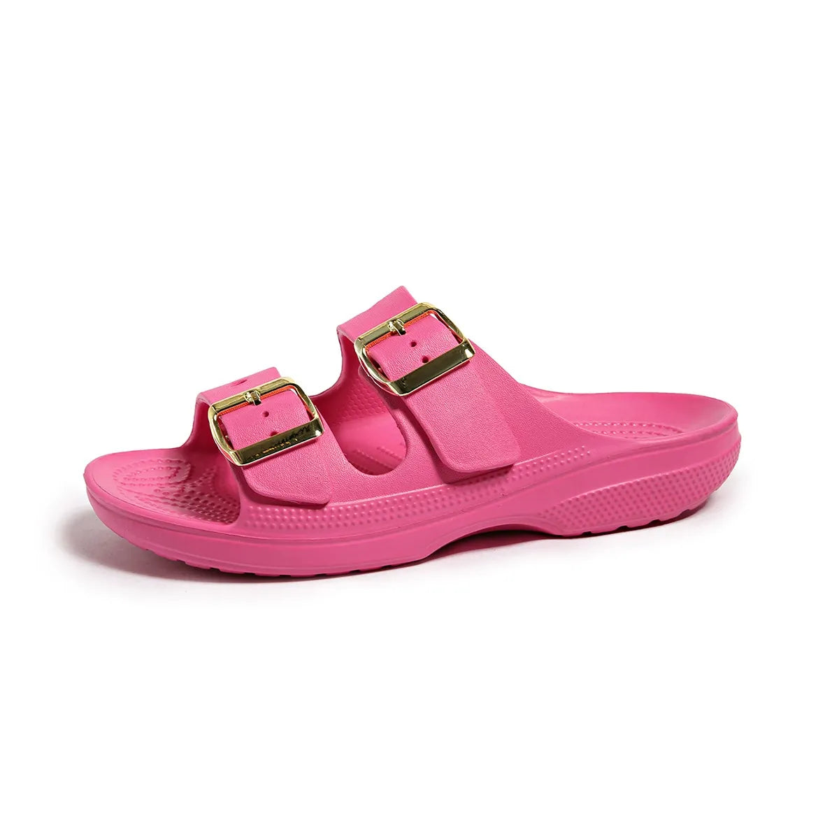 Leather Double Buckle Slides