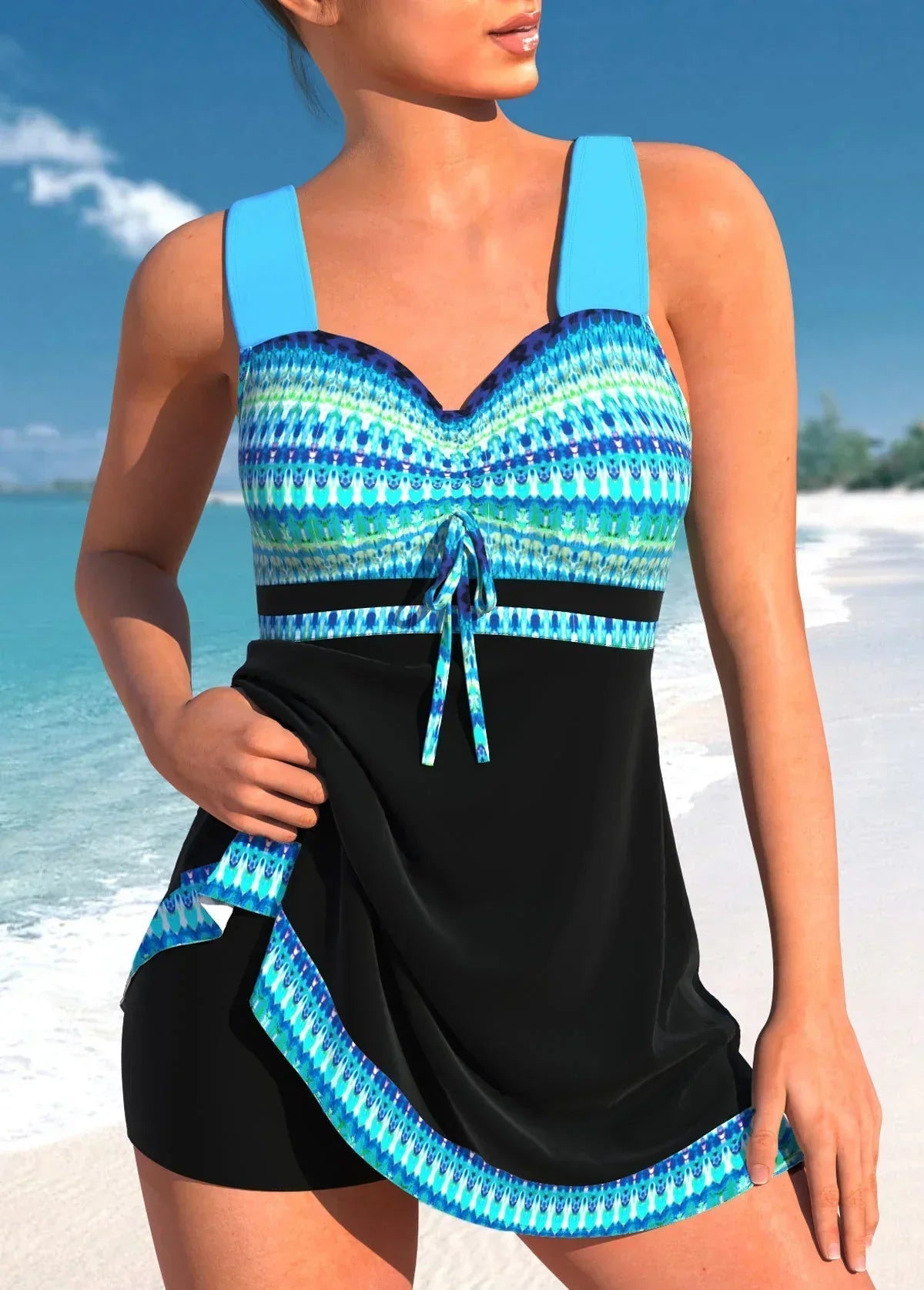 Marine-Inspired One-Piece Swimsuit
