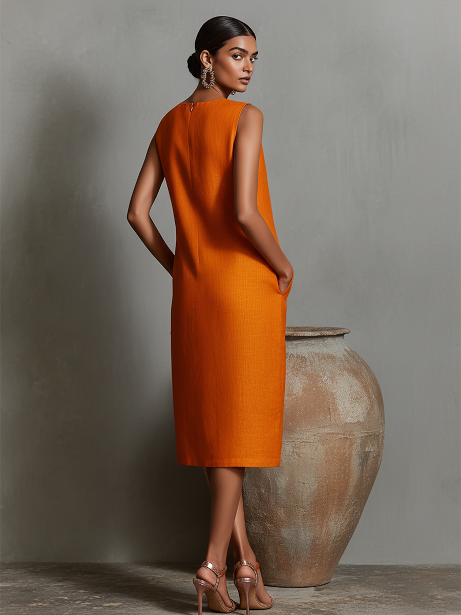 Chic Pocketed Midi Dress